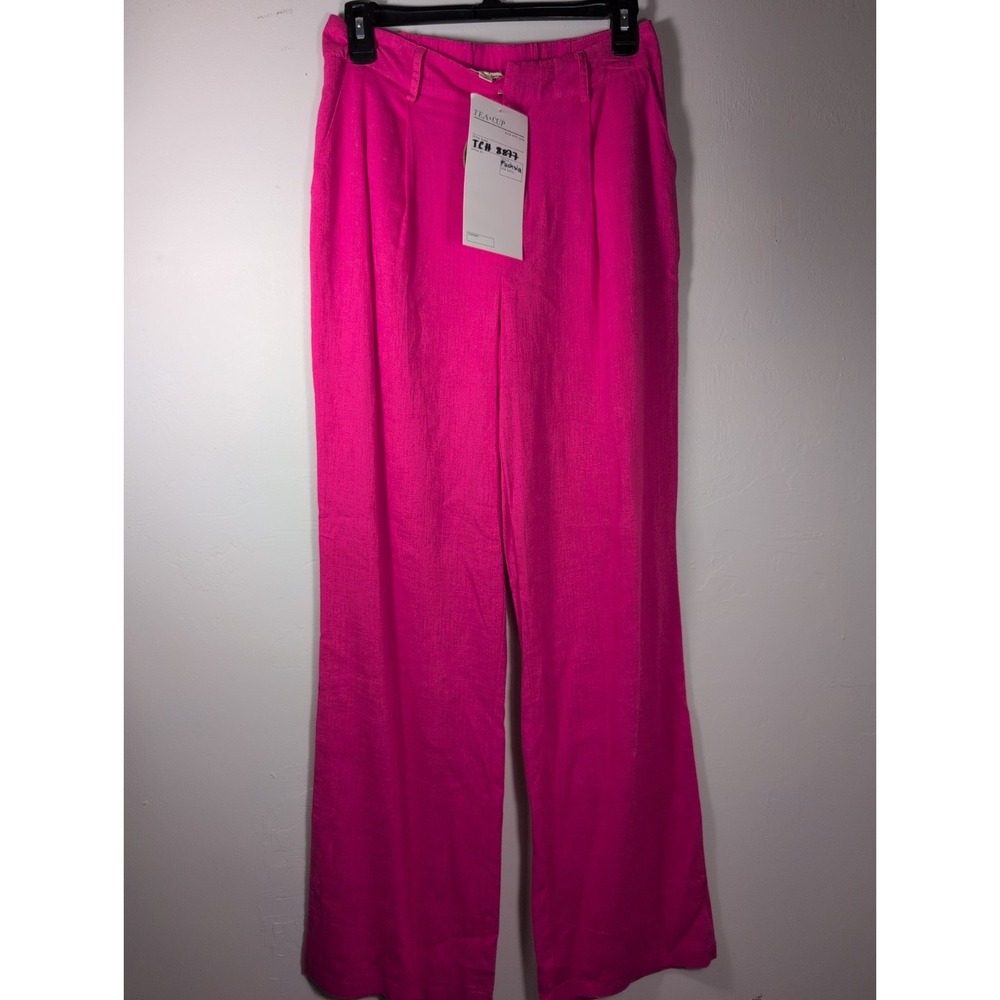Tea & Cup Women's Fuschia‎ High Waisted Pleated Flare Dress Pants Size M NWT